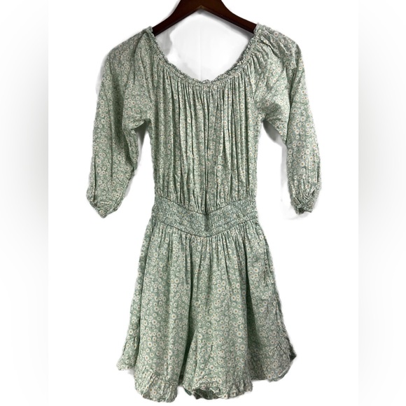 Hollister Romper Off-the-Shoulder Floral Daisies Size Medium - Picture 2 of 15